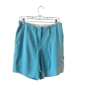 VINTAGE Tommy Bahama 100% Silk Shorts Size 6 Light Blue Resortwear Summer Casual